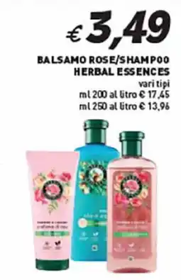 Coal Balsamo rose/shampoo HERBAL ESSENCES offerta