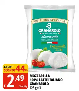Tigros Mozzarella 100% latte italiano GRANAROLO offerta