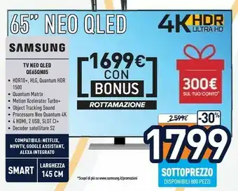 Unieuro Tv neo qled qe650n85 offerta
