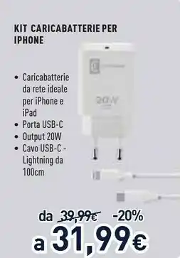 Unieuro Kit caricabatterie per iphone offerta
