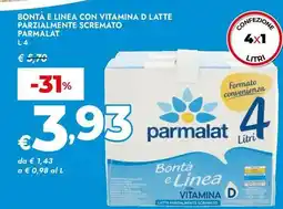 Bennet Bontà e linea con vitamina d latte parzialmente scremato PARMALAT offerta
