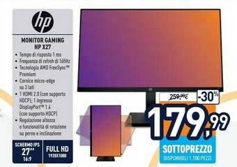 Unieuro X27 68,6 cm (27") 1920 x 1080 pixel full hd nero offerta