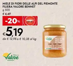 Bennet Miele di fiori delle alpi del piemonte filiera valore BENNET offerta