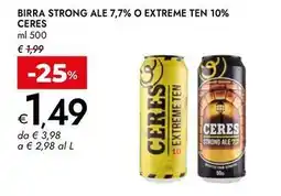 Bennet Birra strong ale 7,7% o extreme ten 10% CERES offerta