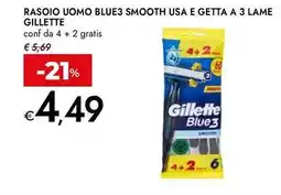 Bennet Rasoio uomo blue3 smooth usa e getta a 3 lame GILLETTE offerta