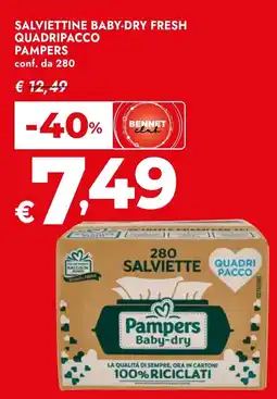 Bennet Salviettine baby-dry fresh quadripacco PAMPERS offerta