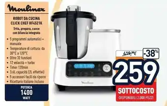 Unieuro Hf4521 clickchef, robot da cucina, ricette pronte in 2 click, 5 programmi automatici e modalità manuale, 7 accessori, 3.6 l d offerta