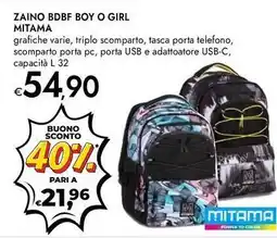 Bennet Zaino bdbf boy o girl MITAMA offerta