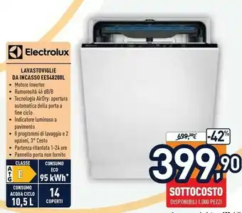 Unieuro Ees48200l lavastoviglie a scomparsa totale 14 coperti a++ offerta