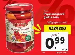 Lidl Baresa Peperoni quarti gialli e rossi offerta