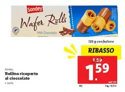 Lidl Sondey Rollino ricoperto al cioccolato offerta