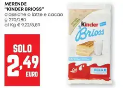 Pam MERENDE "KINDER BRIOSS" classiche o latte e cacao offerta