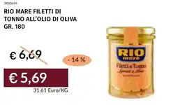 Prezzemolo e Vitale Rio mare filetti di tonno all'olio di oliva offerta