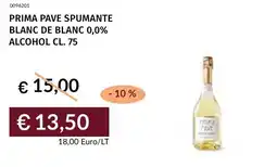 Prezzemolo e Vitale Prima pave spumante blanc de blanc 0,0% alcohol offerta