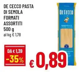 A&O De cecco pasta di semola formati assortiti 500 g offerta