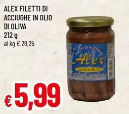 Famila Superstore Alex filetti di acciughe in olio di oliva offerta