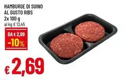 Famila Superstore Hamburge di suino al gusto ribs offerta