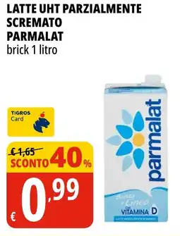 Tigros Latte uht parzialmente scremato PARMALAT offerta