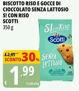 Tigros Biscotto riso e gocce di cioccolato senza lattosio s! con riso SCOTTI offerta