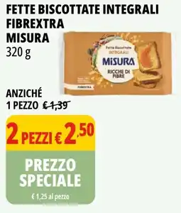 Tigros Fette biscottate integrali fibrextra MISURA offerta