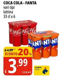 Tigros COCA COLA FANTA vari tipi lattina offerta
