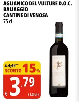 Tigros Aglianico del vulture d.o.c. baliaggio CANTINE DI VENOSA offerta
