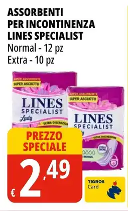 Tigros Assorbenti per incontinenza LINES SPECIALIST offerta
