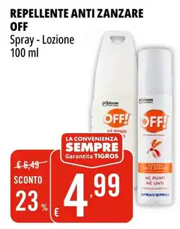 Tigros Repellente anti zanzare OFF offerta