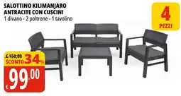 Tigros Salottino kilimanjaro antracite con cuscini offerta
