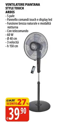 Tigros Ventilatore piantana style touch ARDES offerta