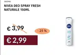 Prezzemolo e Vitale Nivea deo spray fresh naturale offerta