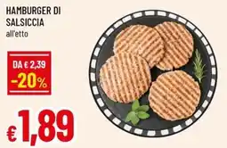 A&O Hamburger di salsiccia offerta