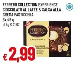 A&O Ferrero collection experience cioccolato al latte & salsa alla crema pasticcera offerta