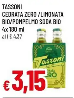 A&O Tassoni cedrata zero /limonata bio/pompelmo soda bio offerta