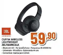 Extracoop JBL Cuffia wireless lightweight JBLT660NCBLK offerta