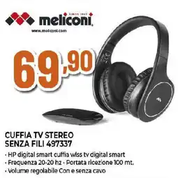 Extracoop Meliconi cuffia TV stereo senza fili 497337 offerta