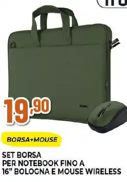 Extracoop Trust Set borsa per notebook fino a 16" bologna e mouse wireless offerta