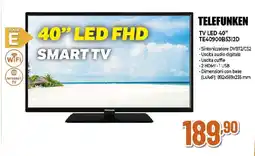 Extracoop TELEFUNKEN TV LED 40" TE40900B5312D offerta