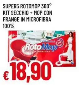 A&O Super5 rotomop 360° kit secchio+mop con frange in microfibra 100% offerta