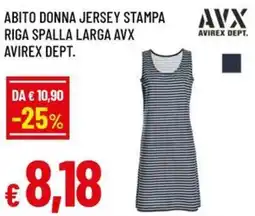 A&O Abito donna jersey stampa riga spalla larga avx avirex dept. offerta