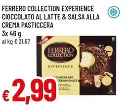 Famila Ferrero collection experience cioccolato al latte & salsa alla crema pasticcera offerta
