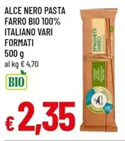 Famila Alce nero pasta farro bio 100% italiano vari formati offerta