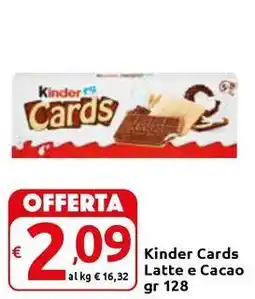 Carrefour Express Kinder Cards Latte e Cacao offerta