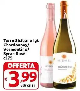 Carrefour Express Terre Siciliane lgt Chardonnay/ Vermentino/ Syrah Rosè offerta