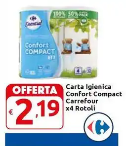 Carrefour Express Carta Igienica Confort Compact Carrefour x4 Rotoli offerta