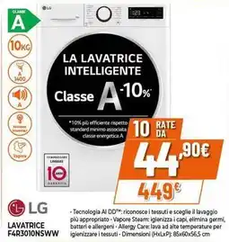 Expert LG LAVATRICE F4R3010NSWW offerta