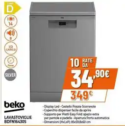 Expert beko LAVASTOVIGLIE BDFN16430S offerta