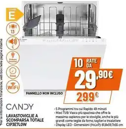 Expert CANDY LAVASTOVIGLIE A SCOMPARSA TOTALE CIP3E7LOW offerta