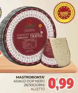 Eté Mastrobonta' asiago dop nero 28/30giorni all'etto offerta