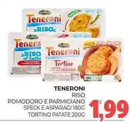 Eté Teneroni riso pomodoro e parmigiano speck e asparagi tortino patate offerta